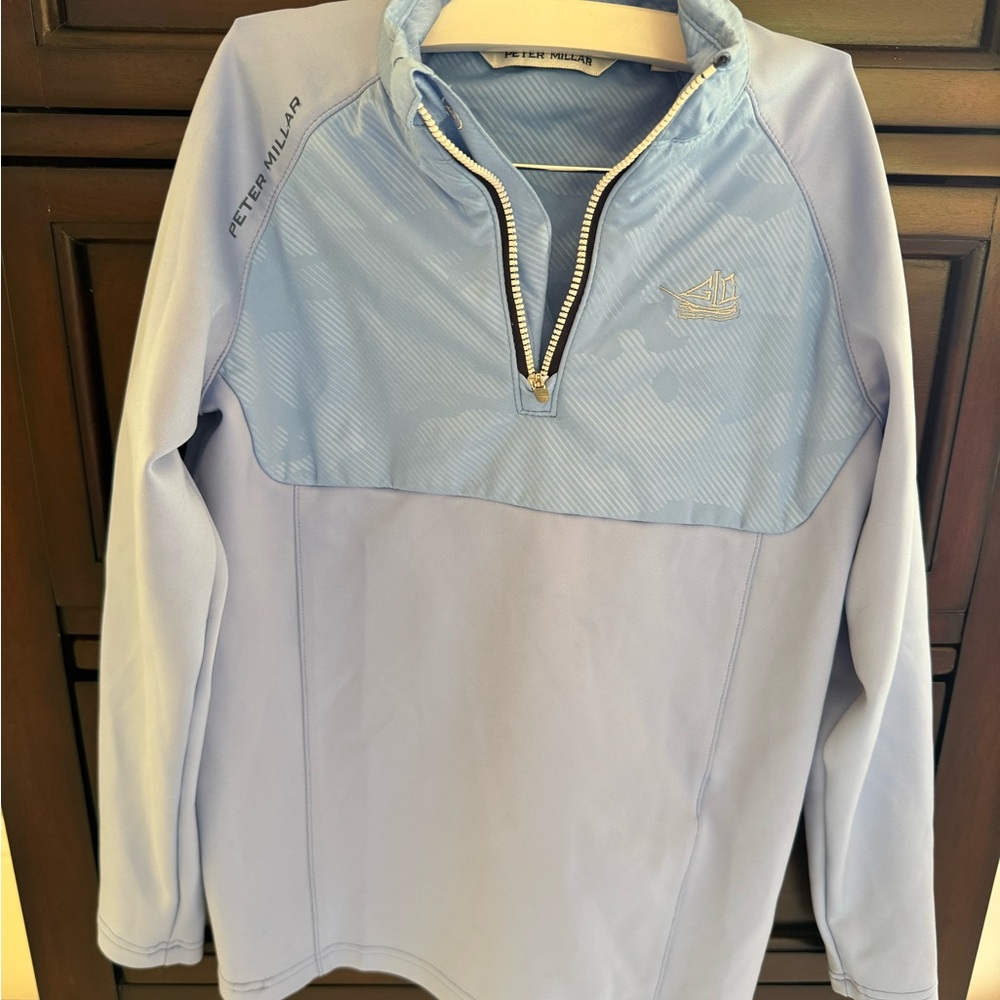 Peter Millar Sporty Light Blue Quarter-Zip Pullover